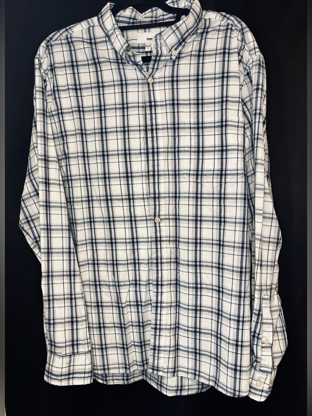 Sonoma White & Navy Plaid Button-Down Shirt